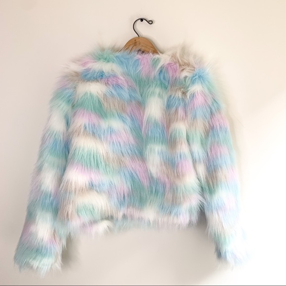 Superdown Shiloh Faux Fur Jacket Pastel Size M - Picture 15 of 17